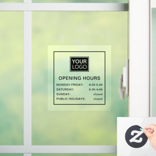 開館時間は黒と透明のロゴを追加 ウィンドウサイン (ホーム)