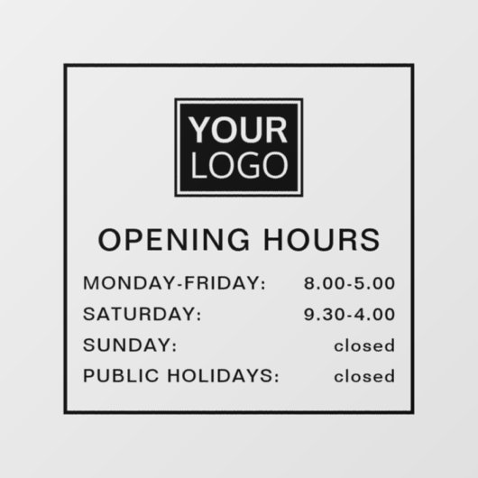 開館時間は黒と透明のロゴを追加 ウィンドウサイン (シート)