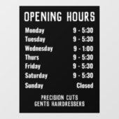 開館時間または開館時間ウィンドウの固定 ウィンドウサイン (シート)