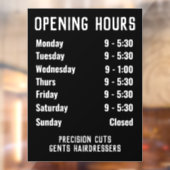 開館時間または開館時間ウィンドウの固定 ウィンドウサイン (シート2)