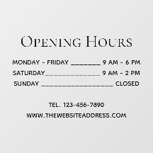 開館時間シンプル文字ブラック電話&サイト