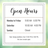 開館時間ステッカーカスタマイズ:スケジュール ウィンドウサイン (シート3)