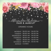 開館時間ブラックピンクフローラダイヤモンドグリッター ウィンドウサイン (シート3)