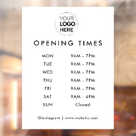 開館時間 |ビジネスロゴの営業時間（白） ウィンドウサイン
