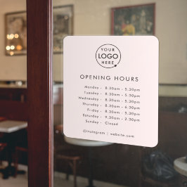 開館時間 |ビジネスロゴ営業時間(ピンク) ウィンドウサイン