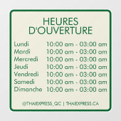 開館時間 – 4時間365日フランスの- ウィンドウサイン (シート)