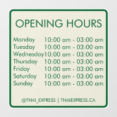 開館時間 – 4時間365日 – 英語 ウィンドウサイン (シート)