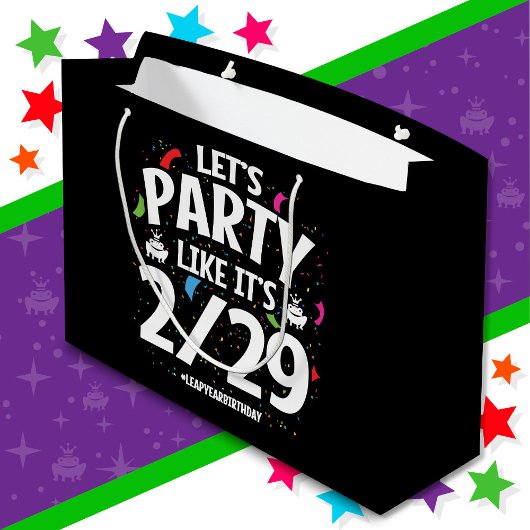 閏年うるう日パーティー2月29日誕生日 ラージペーパーバッグ