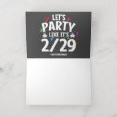 閏年うるう日パーティー2月29日誕生日 箔グリーティングカード (内側レイダウン)