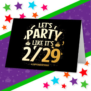 閏年うるう日パーティー2月29日誕生日 箔グリーティングカード
