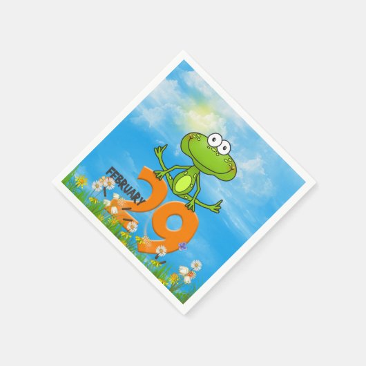 閏年のカエルが29の数を超えてジャンプ スタンダードカクテルナプキン (角)