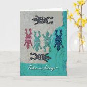 閏年の日グリーティングカード、カエルと水 カード (黄色い花)