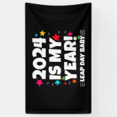 閏年の日2024は私の年2月29誕生日 横断幕 (縦)