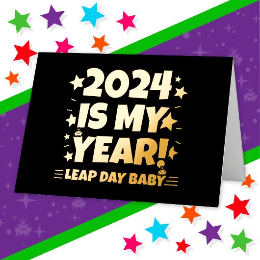 閏年の日2024は私の年2月29誕生日 箔グリーティングカード