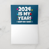 閏年の日2024は私の年2月29誕生日 箔グリーティングカード (内側レイダウン)