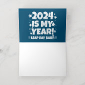 閏年の日2024は私の年2月29誕生日 箔グリーティングカード (内側レイダウン)