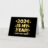 閏年の日2024は私の年2月29誕生日 箔グリーティングカード (正面)