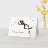 閏年の日、ヴィンテージ跳躍カエル カード (黄色い花)