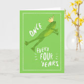 閏年誕生日跳躍カエル王冠 カード (黄色い花)