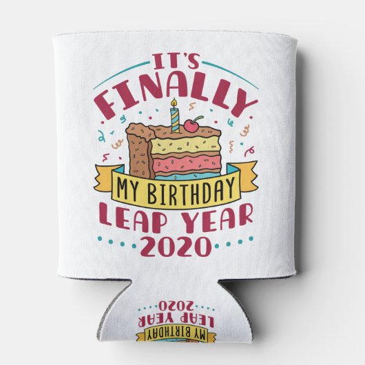 閏年2020やっと私の誕生日 缶クーラー (裏面)