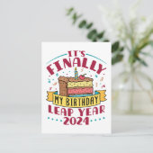 閏年2024やっと私の誕生日 ポストカード (スタンド正面)