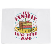 閏年2024やっと私の誕生日 ラージペーパーバッグ (正面)