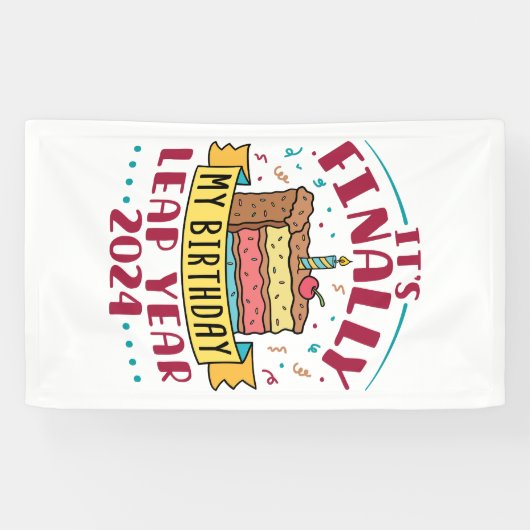 閏年2024やっと私の誕生日 横断幕 (横)