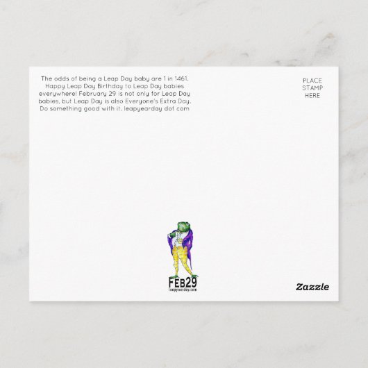 間があいてしまったね、うるう年なんて本当に久しぶりだ！ ポストカード (裏面)