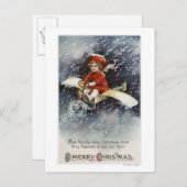 間に合わせの飛行機を飛ばしている男の子 シーズンポストカード (正面/裏面)