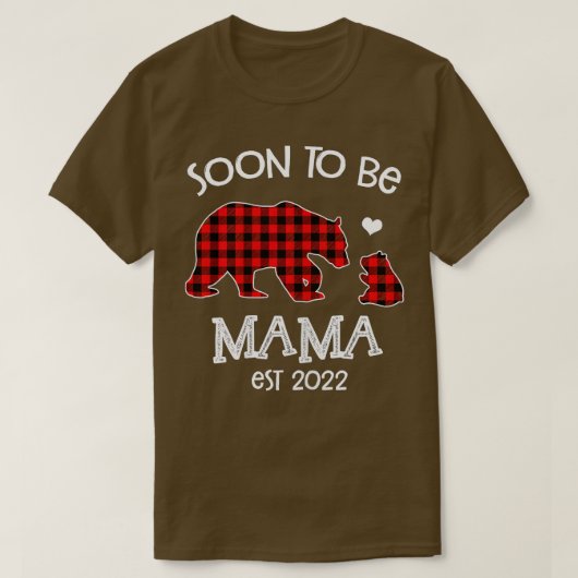 間もなくママest2022赤い格子熊になる tシャツ (デザイン正面)