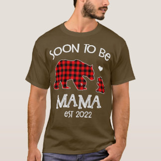 間もなくママest2022赤い格子熊になる tシャツ