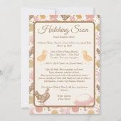 間もなく孵化！ メールでお届け、チキンガールのベビーシャワー 招待状 (正面)