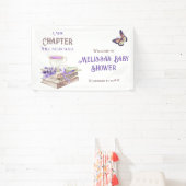 間もなく新しい章が始まります ラベンダー ブックス ベイビー シャワー 横断幕 (インサイチュ)