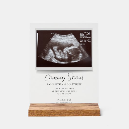 間もなく来のソノグラム妊娠の発表 アクリルサイン (正面)