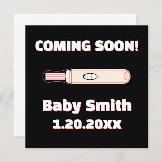 間もなく来のソーシャルメディ前向きアピンク妊娠 案内状 (正面/裏面)