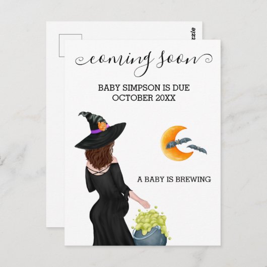 間もなく来の妊娠の発表ウィッチのハロウィーン ポストカード (正面/裏面)