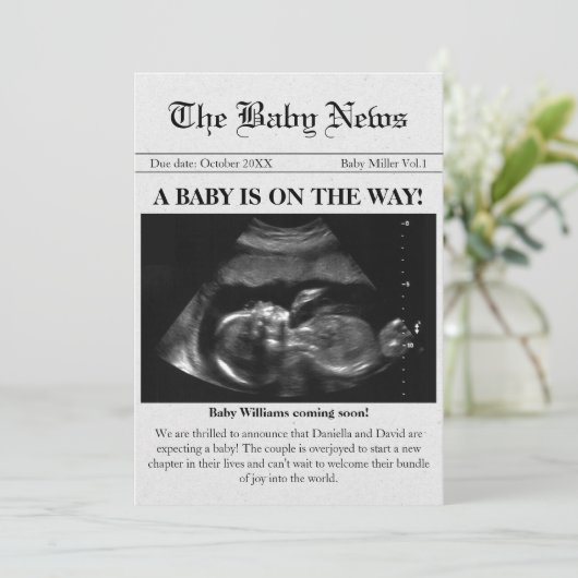 間もなく来の新聞の写真妊娠の発表 招待状 (スタンド正面)