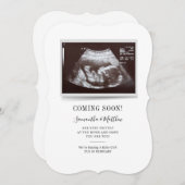 間もなく来の超音波ベビー性リビールカード 招待状 (正面/裏面)