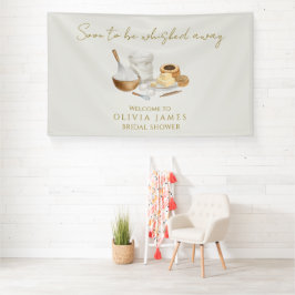 間もなく運び去られる ブライダルシャワーのウェルカムサイン 横断幕