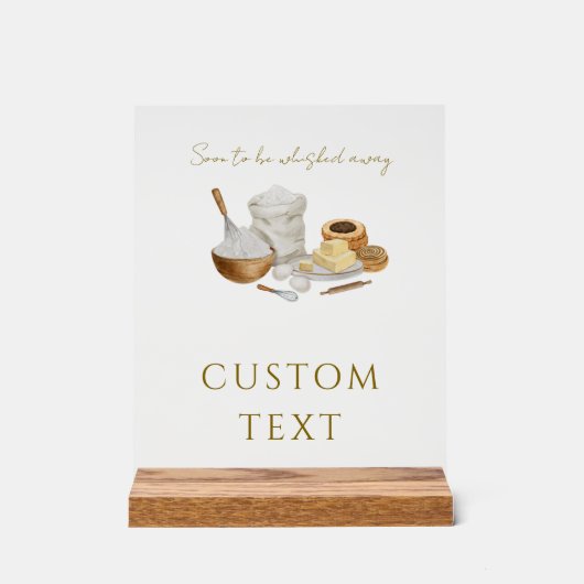 間もなく遠くにブライダルシャワーカードとギフト アクリルサイン (正面)