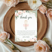 間もなく風に運ばれて ピンクの花のブライダルシャワー サンキューカード