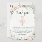 間もなく風に運ばれて ピンクの花のブライダルシャワー サンキューカード (正面)