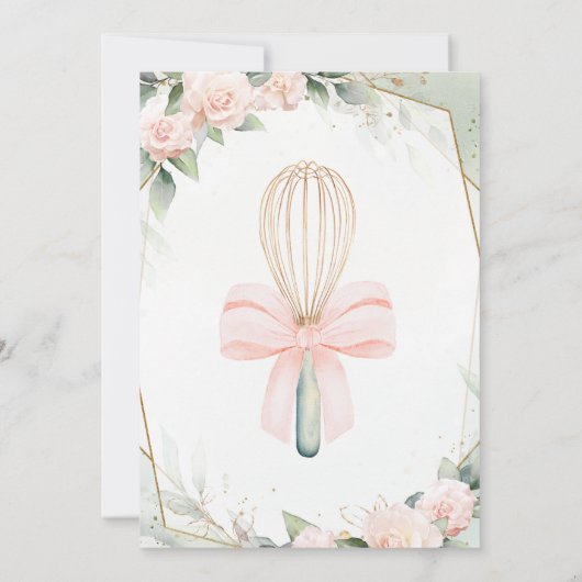 間もなく風に運ばれて ピンクの花のブライダルシャワー サンキューカード (裏面)