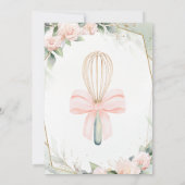 間もなく風に運ばれる ピンクの花のブライダルシャワー サンキューカード (裏面)