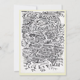 間境の場所での墨絵のフラットカード