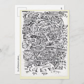 間境の場所での墨絵のフラットカード (正面/裏面)