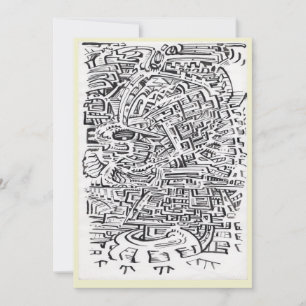 間境の場所での墨絵のフラットカード