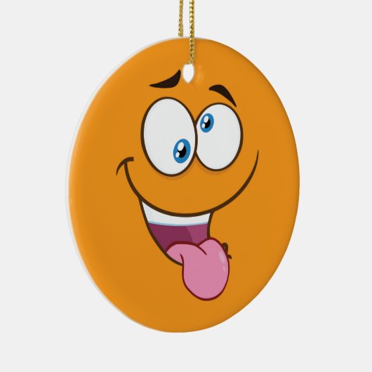 間抜けでおっちょこちょいのな正方形のEmoji セラミックオーナメント (右)