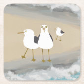 間抜けなカモメのコースター スクエアペーパーコースター (正面)