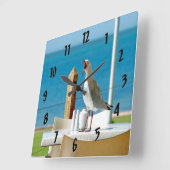 間抜けなカモメ スクエア壁時計 (傾斜)